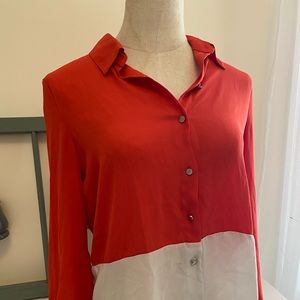 Chiffon orange and white blouse